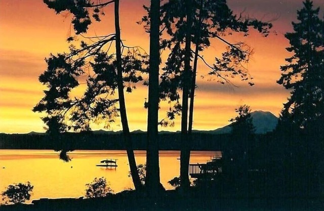 enjoy island living on a sandy Puget Sound beach with a view of Mt. Rainier