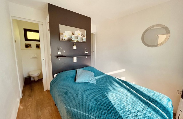 Features one double bed and one single bed.