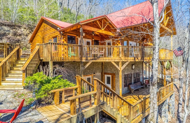 Gorgeous mountain-view home with huge decks, hot tub, game room, & fireplaces