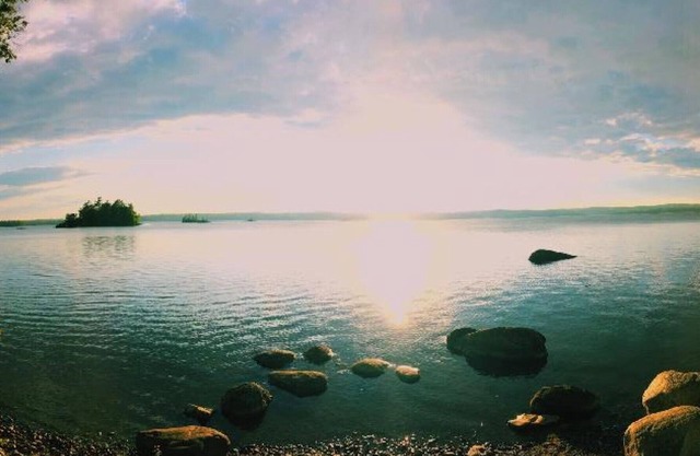 Lakefront log home on Graham Lake in Ellsworth, Maine