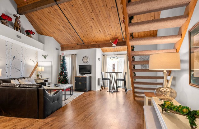 Large update Mountain Inn lodge room close to restaurants and slopes.