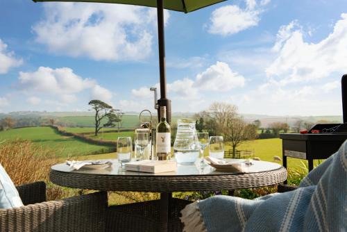 Linhay at East Trenean Farm -Luxury retreat for 2 with stunning rural views, private hot tub and EV charging
