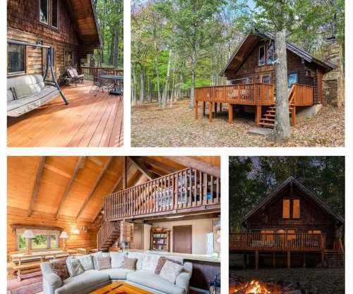 Log Cabin w Loft, Hot Tub, Deck, Fire Pit, & WiFi