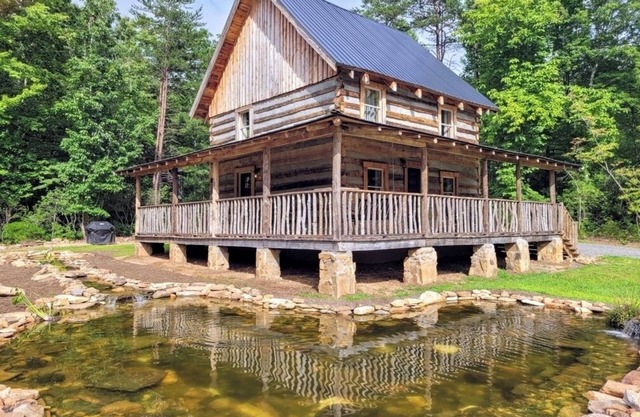 Log Cabin with Koi Pond in Mayberry on the “Surry County Wine Trail”