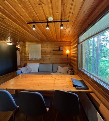 Logcabin, sauna, fireplace, view, kitchen