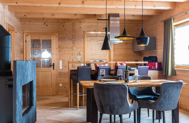 Luxury design chalet category 1, 105sqm, 2 separate bedrooms, Swiss stone pine furniture