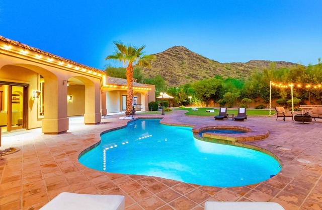 Luxury Estate with Theater, Pool & Mummy Mountain Views - Sleeps 16+