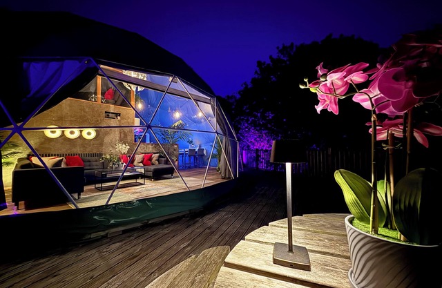 Luxury Geodome in Devon with Private Hot Tub, Fishing, and 3D Cinema Room