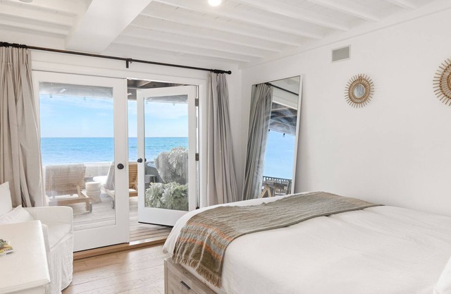 Malibu beach house, on the sand, designer-decorated