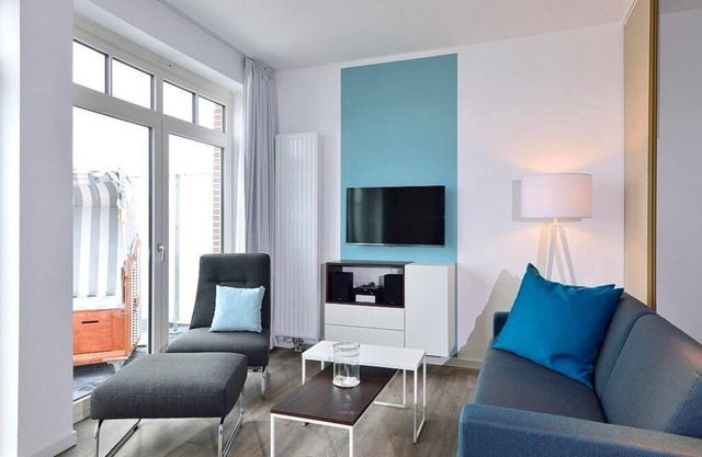 Modernes Familienapartment am Inselstrand mit Meerblick, Balkon und Strandkorb!