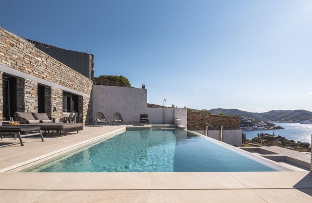 My Rental Homes - Villa Kronos with lounge area and a heated Jacuzzi-plunge pool.