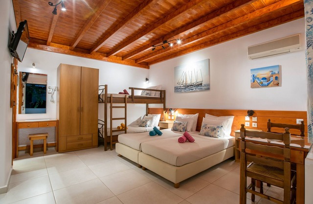 One Bedroom Apartment without Kitchen (3-4 Adults), First Floor, nLivadia Beach.