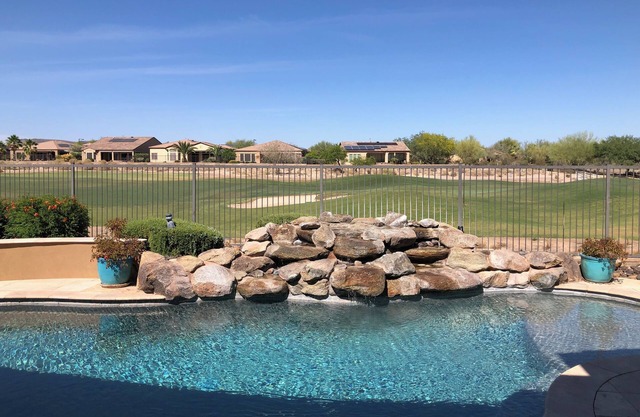 On 8th hole of golf course with Pool!