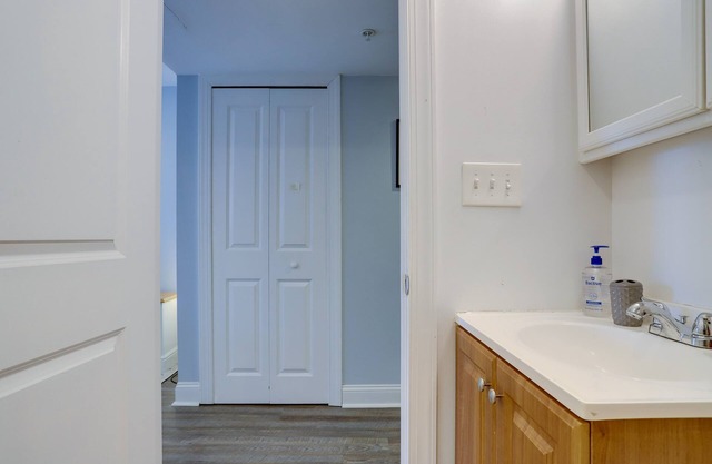 One bedroom garden level home with free parking and full kitchen