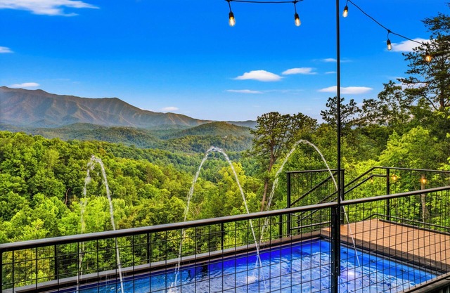 Only rooftop luxury pool chalet in the Smokies. Pool table, sauna, putting green