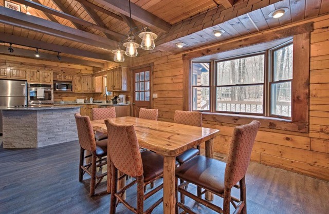 Pocono Log Cabin Fireplace, Fire Pits and Amenities