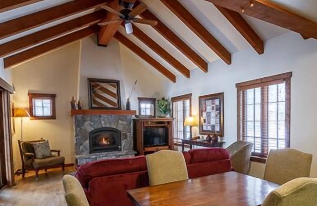 POMA Lift Access | Stone Fireplace | Private Hot Tub & Patio