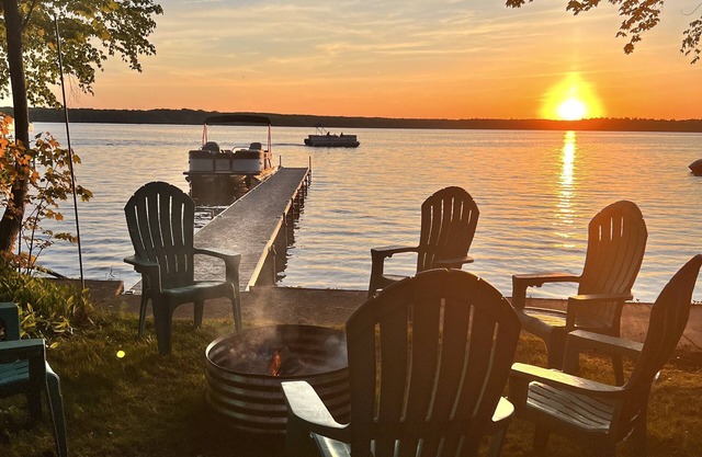 Private Cottage on Manistee Lake with beautiful lake views and sunsets.