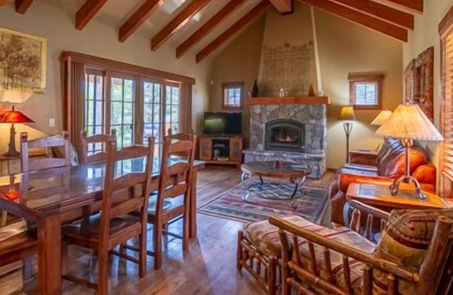 Private Hot Tub & Patio | Vaulted Wood Ceilings & Decor | POMA Ski Lift Access