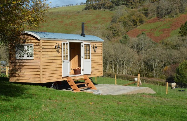 Snug Oak Hut with a view on a Welsh Hill Farm