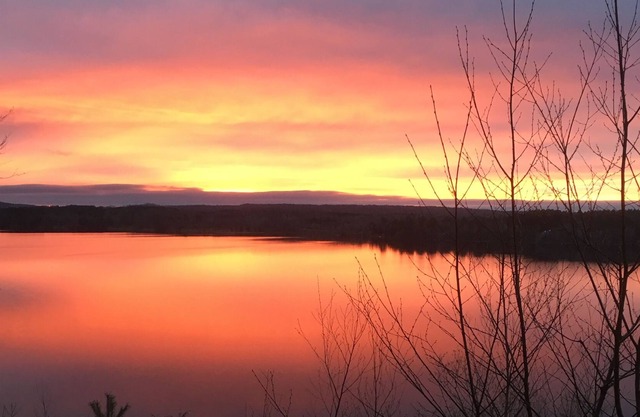 Soaring Eagle Loj in Adirondacks perched on Hinckley Lake