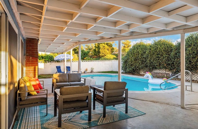 Spacious 4-bedroom house near Disneyland with WiFi, AC, Private Pool, & Hot Tub