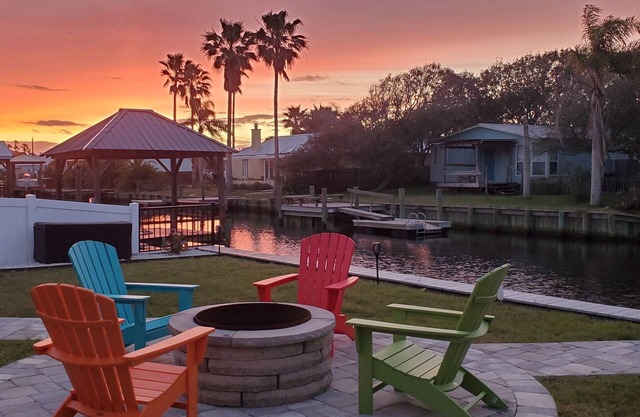 St Augustine waterfront home on canal w/private dock, walk to beach!