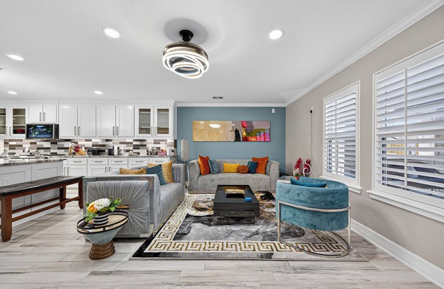 Stylish Smart Home w/Cozy Mantel, LED Lighting & Private Patio Escapen