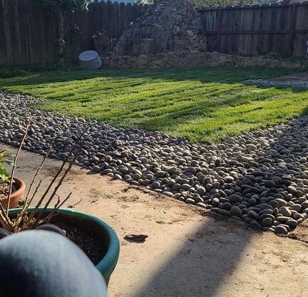 The backyard house is complete with living room, bedroom, bathroom and kitchen.