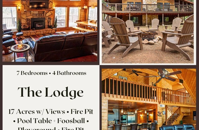 The Lodge-Large Cabin, 17 Acres | Playground | Forest Access