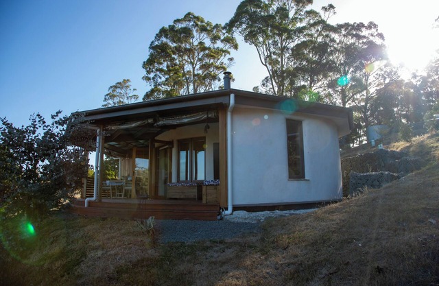 The Roundhouses. Strawbale luxury accommodation on a small hobby farm.