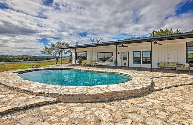 Trendy Fredericksburg Pad with Pool and Valley Views!