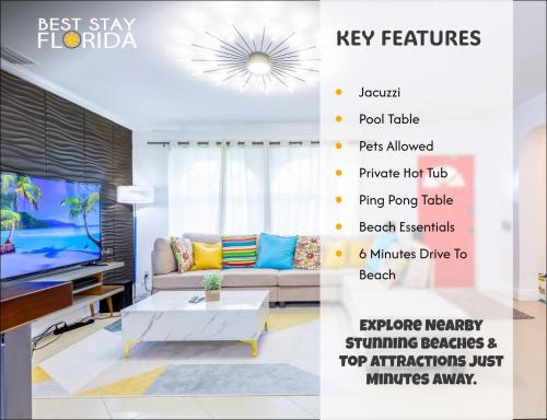 Tropical House Pool Table, Jacuzzi, Nearby Beach