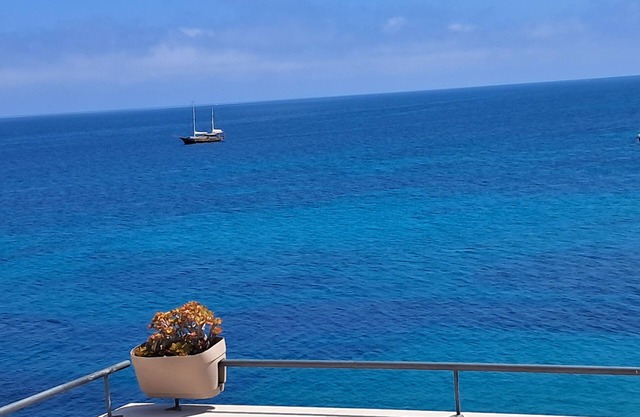 Typical house with terrazzo overhanging seen sea