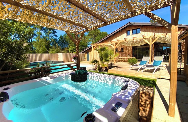 Villa Pins&spa 15P Near Ocean Bassin D'arcachon Pool and Jacuzzi