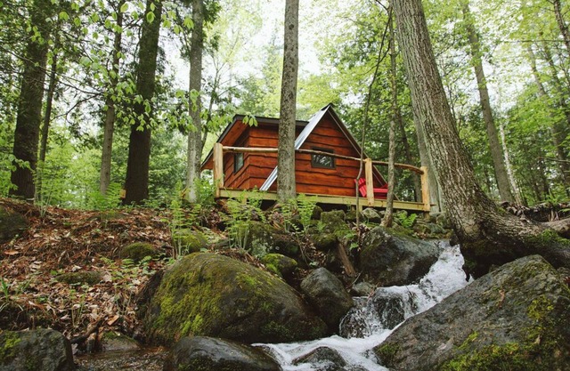 Whiteface Camp with private creek - cabin in charming Wilmington with A-Frame