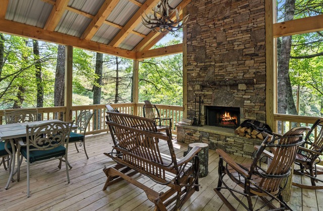 Wildwood Mountain Cottage | Covered Deck and Wood Burning Fireplace