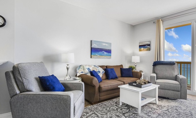 Panama City Beach Condo | 1PM Early Check In! Beachfront! Walk to Pier Park! Beach Chair Service included