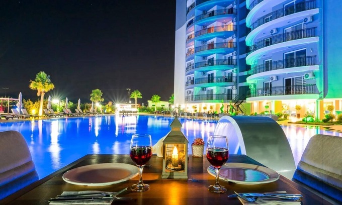 Trikomo Apartment | 2-bedroom hotel apartment with pool , gym, sauna, spa in iskele