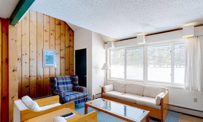 Stowe Area Condo | 2-Story Golf Course Front Condo w/Gas Fireplace, Shared Pool, Hot Tub, Game Room