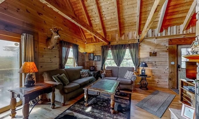 New Tazewell Cabin | 3-story lakefront rustic cabin w/pool table, private hot tub, gas fireplace, A/C