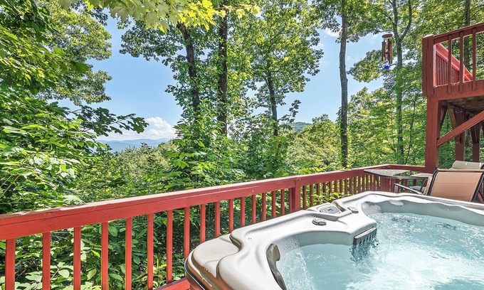 Waynesville House | 4,000ft in Elevation with Layered Mtn Views, HOT TUB, Wifi, Firepit, and privacy