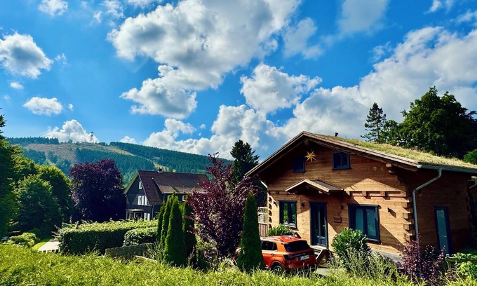 Hahnenklee House | 5 * log cabins with sauna, fireplace, terrace, barbecue etc. in alpine chalet style