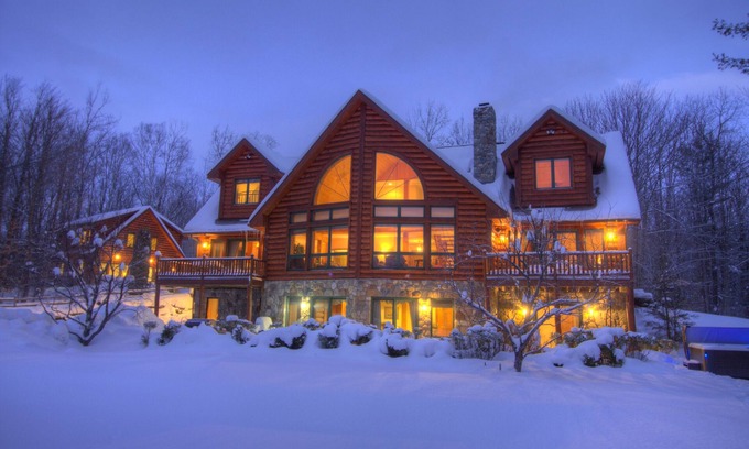 Wilmington House | 7000 Sq.ft. Luxury Log Estate with 10BR, Pool, Game House, Hot Tub & Lake Access