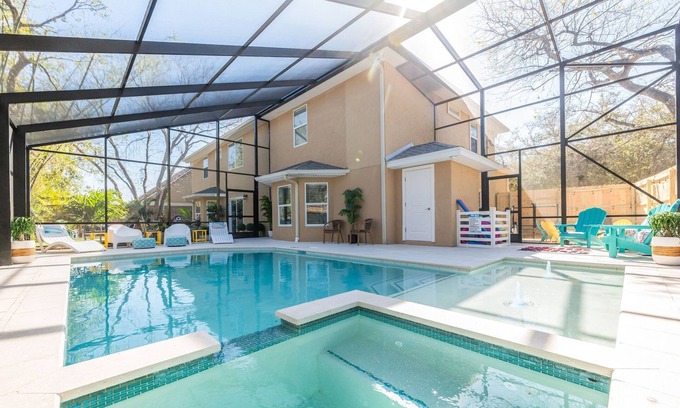 Vilano Beach House | 7BD, Heated Pool&Spa, Walk to Beach, PutPut, Golf Cart, 10 min. to Downtown!