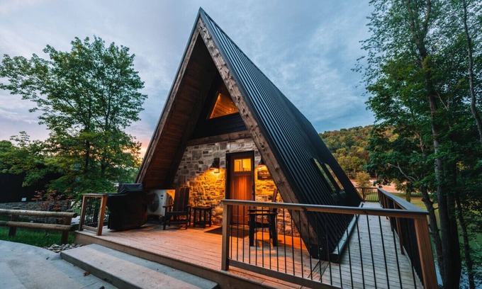 New Philadelphia Cabin | A-Frame Cabin on 95-acres with 2 private lakes