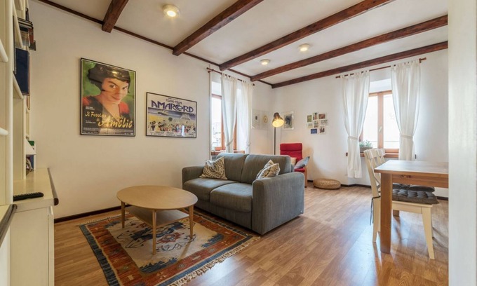 Celio Apartment | Apartment located on the second floor of a typical period building without a lift.In 55 square meters of space it comfortably accommodates 3 people.Located in a strategic position a short distance from the Colosseum, the Colle Oppio Park and the Basilica