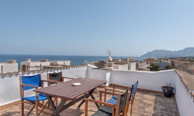 Colonia de Sant Pere Apartment | Apartment 'Miramar' with Sea and Mountain View, Private Terrace and Wi-Fi