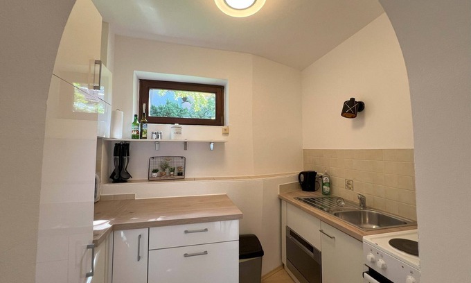 Bad Aussee Apartment | Apartment Theresa | Kitchen | Parking | Garden