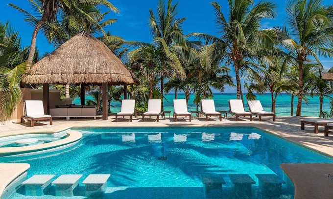 Soliman Bay Villa | Beachfront 12BR Villa Lol-Beh, Near Tulum w/Pool and Stunning Rooftop Views